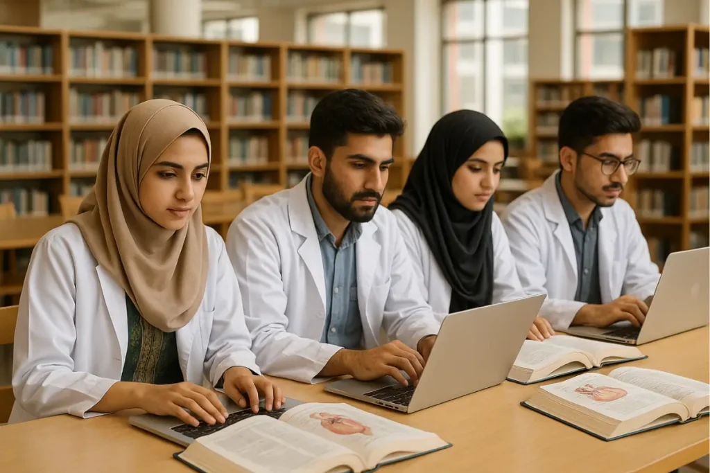 Student Resources Hub for MBBS in China Student resources for MBBS in China — Pakistani students studying in Chinese university library