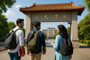 Chinese University Campus MBBS admission in China for Pakistani students 2025 — students entering university campus